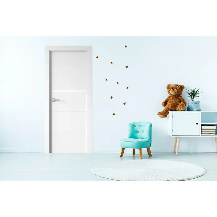 Pack puerta de interior Recife - 72,5 x 203 cm, Derecha, Blanco - Elegante puerta interior blanca con diseño minimalista. Perfecta para espacios de vida modernos y habitaciones infantiles.