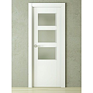 Pack puerta acristalada Natal (62,5 x 203 cm, Derecha, Blanco lacado, Maciza aligerada, Vidriera)