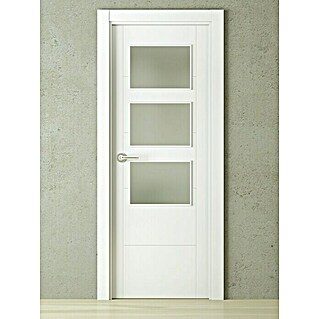 Pack puerta acristalada Caracas (72,5 x 203 cm, Derecha, Blanco lacado, Maciza aligerada, Vidriera)