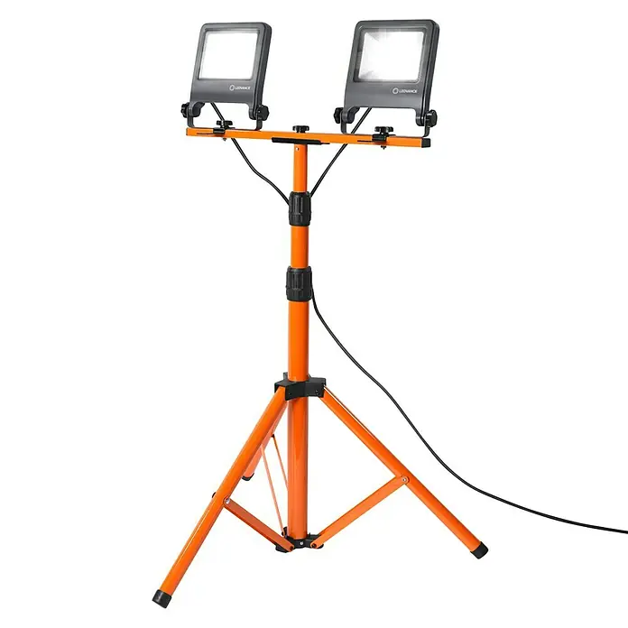 Ledvance LED-Arbeitsleuchte - 5.400 lm, Lichtfarbe: Kaltweiß, Anzahl Leuchtmittel: 2 Stk. - LED-Doppelstrahler auf Stativ, ideal für Baustellen und den Außenbereich. Robuste Bauweise mit hellem, effizientem Licht.