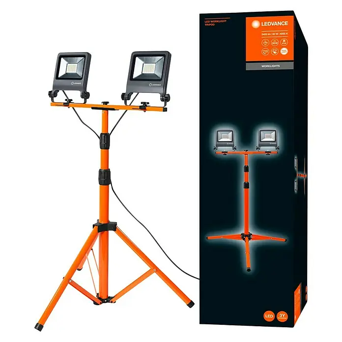 Ledvance LED-Arbeitsleuchte - 5.400 lm, Lichtfarbe: Kaltweiß, Anzahl Leuchtmittel: 2 Stk. - LEDVANCE Arbeitsleuchte mit Stativ. Die Arbeitsleuchte verfügt über zwei LED-Strahler, die auf einem Stativ montiert sind, und liefert helles, effizientes Licht.