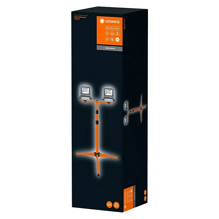 Ledvance LED-Arbeitsleuchte - 5.400 lm, Lichtfarbe: Kaltweiß, Anzahl Leuchtmittel: 2 Stk. - LEDVANCE LED-Arbeitsleuchte auf Stativ, ideal für Baustellen und Werkstätten. Hohe Lichtleistung und robustes Design für den professionellen Einsatz.