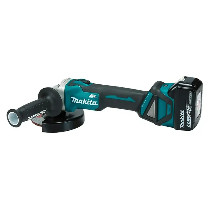 Makita LXT 18V Akku-Winkelschleifer DGA511RTJ + Artikelnr. 33855482 hinzufügen* - 2 Akkus, 5 Ah, Durchmesser Scheibe: 125 mm - Makita Akku-Winkelschleifer mit Griff und 18V Akku, ideal für Schleifarbeiten.