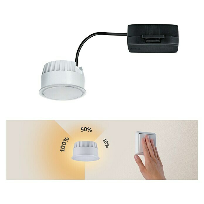 Paulmann Nova Módulo LED Coin 3 Step Dim 2700K Blanco (6 W, Blanco, Diámetro: 5 cm, Intensidad regulable, 2.700 K) | BAUHAUS