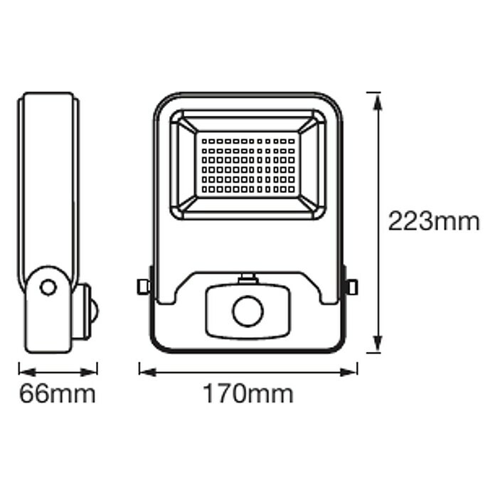 Ledvance LED-Sensor-Strahler (2.700 lm, 4.000 K, L x B x H: 17 x 6,6 x 22,3 cm, IP44) | BAUHAUS