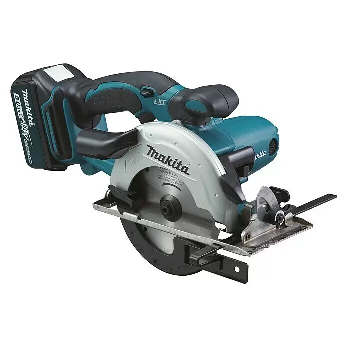 Makita LXT 18V Sierra circular de batería DSS501RTJ - 18 V, 2 baterías, 5 Ah, 3.600 r.p.m. - Sierra circular inalámbrica Makita con batería de 18V, turquesa y negra, para cortar madera.