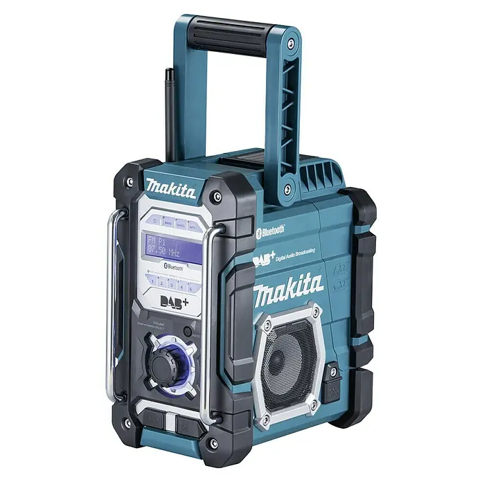 Makita LXT 18V Akku-Baustellenradio DMR112 - 18 V, Ohne Akku, Frequenz: 174.928 - 239.200 MHz (DAB/DAB+) - Das Makita DMR200 Baustellenradio mit Bluetooth und DAB+ bietet hochwertigen Sound und ist robust für den Einsatz auf jeder Baustelle.