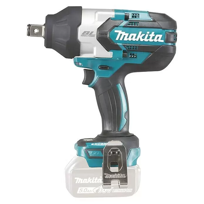 Makita LXT 18V Llave de impacto de batería DTW1001Z - 18 V, Sin batería, 1.700 Nm - Llave de impacto inalámbrica Makita en azul turquesa, negro y plata con batería LXT de 5.0Ah 18V de iones de litio.