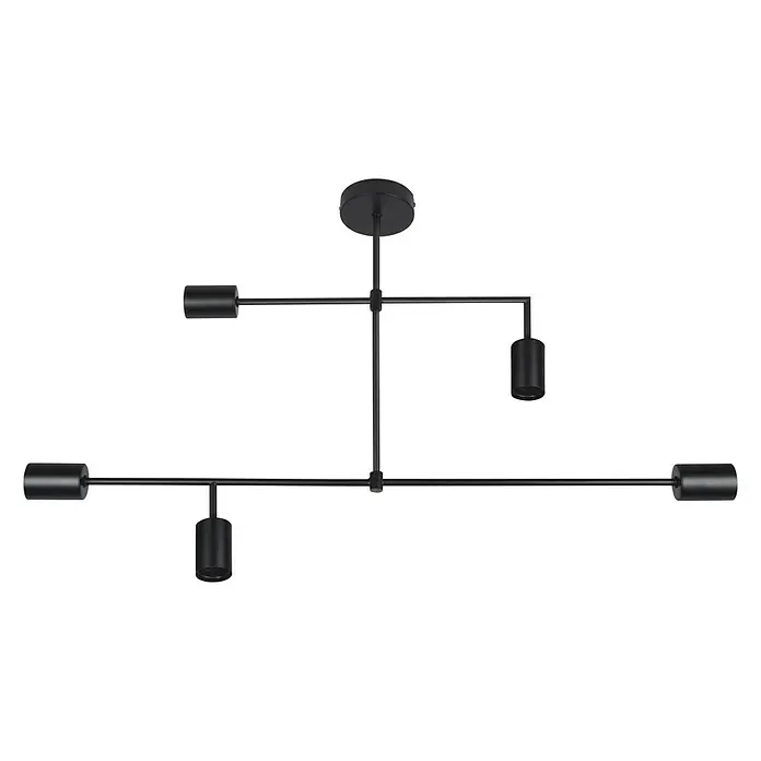 Ledvance Deckenleuchte 1906 PIPE - L x B x H: 80 x 15 x 510 cm, Stahl, E27 - Schwarze moderne Deckenleuchte mit vier Strahlern für eine stilvolle Beleuchtung.