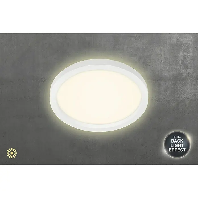 Tween Light LED-Deckenleuchte rund - 18 W, Weiß - Eine moderne, runde LED-Deckenleuchte mit integriertem Backlight-Effekt, die eine angenehme und indirekte Beleuchtung erzeugt.