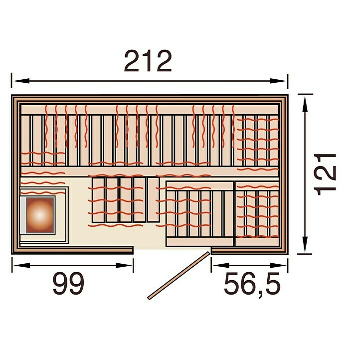Weka Infrarot-Sauna-Kombikabine 547 (Therm-Flächenstrahler + 3,6 kW Saunaofen, 121 x 212 x 199 cm)