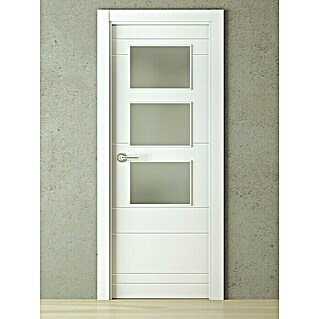 PortStylo Pack puerta acristalada Maracay (82,5 x 203 cm, Derecha, Blanco lacado, Maciza aligerada, Vidriera)