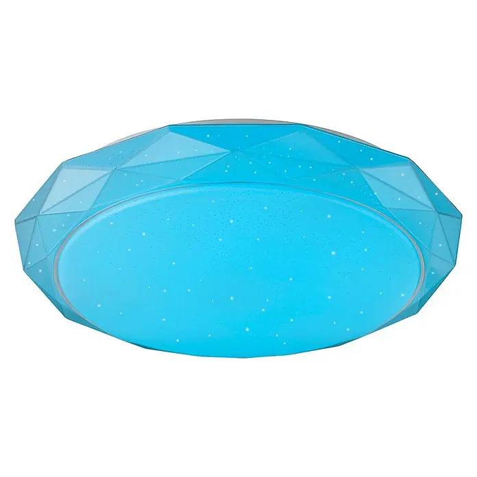 Globo Deckenleuchte rund ANDI - 48 W, Ø x H: 500 mm x 9,6 cm - Blaue Deckenleuchte mit sternförmigem Muster. Die Lampe hat eine geometrische Form und sorgt für eine angenehme Beleuchtung.