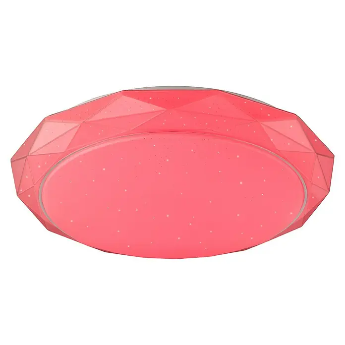 Globo Deckenleuchte rund ANDI - 48 W, Ø x H: 500 mm x 9,6 cm - Eine rosafarbene LED-Deckenleuchte im Diamantdesign, die ein modernes und stilvolles Ambiente schafft. Sie sorgt für angenehmes Licht.