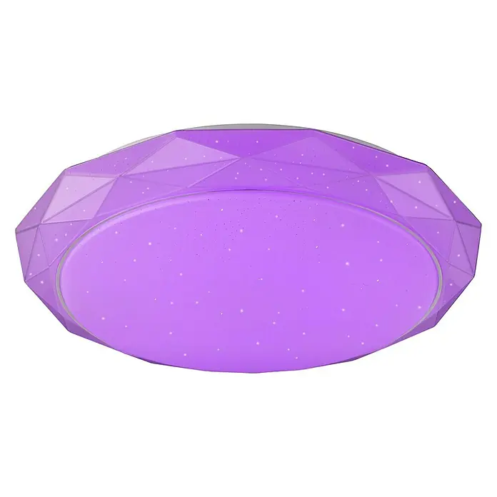 Globo Deckenleuchte rund ANDI - 48 W, Ø x H: 500 mm x 9,6 cm - Lila LED-Deckenleuchte mit Sternenmuster. Modernes Design, ideal für Kinderzimmer. Sorgt für eine angenehme Atmosphäre.