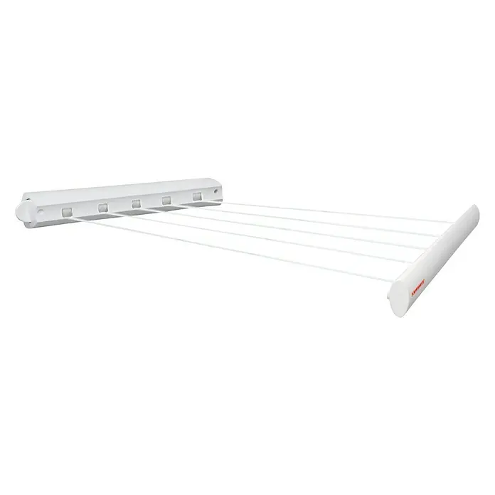 Leifheit Wandwäschetrockner Rollfix 210 Longline - Länge Wäscheleine: 21 m, 48 cm, Farbe: Weiß - Wandtrockner mit mehreren ausziehbaren Leinen, ideal für kleine Räume. Praktische Lösung für schonendes Wäschetrocknen.