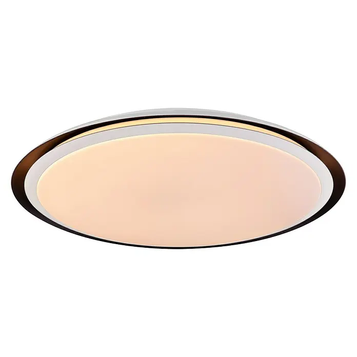 Globo Deckenleuchte rund XAVER - 40 W, Ø x H: 560 mm x 8,5 cm - Eine moderne LED-Deckenleuchte mit einem runden, diffusen Lichtelement und einem eleganten Rahmen. Ideal für stilvolle Innenräume.