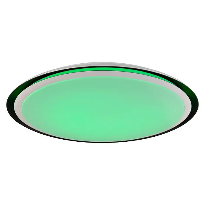Globo Deckenleuchte rund XAVER - 40 W, Ø x H: 560 mm x 8,5 cm - Diese LED-Deckenleuchte in Schwarz und Weiß bietet eine helle, grüne Beleuchtung und ein modernes, schlankes Design für jeden Raum.