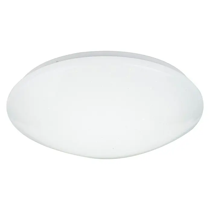 Globo Deckenleuchte rund ATREJU I - 24 W, Ø x H: 390 mm x 11 cm - Eine Nahaufnahme einer runden, weißen Deckenleuchte, die ein sanftes, diffuses Licht ausstrahlt und eine moderne Ästhetik in den Raum bringt.