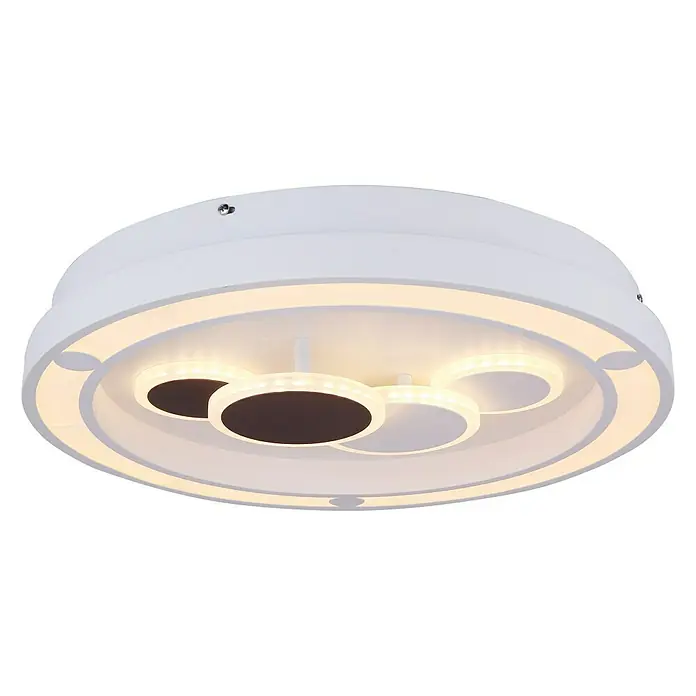 Globo Deckenleuchte rund KOLLI - 50 W, Ø x H: 480 mm x 10 cm - Runde Deckenleuchte in Weiß mit verspieltem Mickey-Maus-Design, ideal für Kinderzimmer, mit warmer Beleuchtung für eine angenehme Atmosphäre.