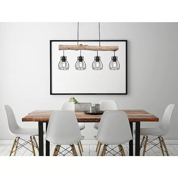 Globo Mina Pendelleuchte - 40 W, L x B x H: 82,5 x 13,6 x 140 cm, Schwarz, E27, 4 Stk. - Stimmungsaufnahme