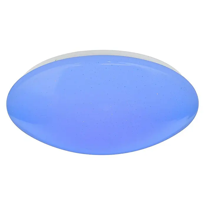 Globo Deckenleuchte rund ATREJU I - 24 W, Ø x H: 390 mm x 11 cm - Deckenleuchte mit blauer Abdeckung. Diese Deckenleuchte bietet eine sanfte, blaue Beleuchtung und eine moderne Ästhetik für jeden Raum.