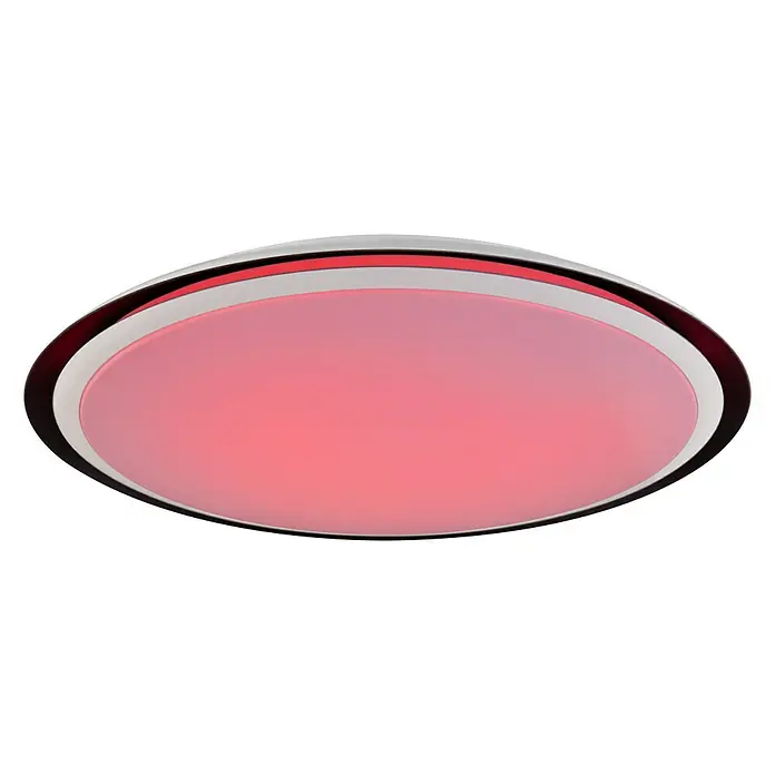 Globo Deckenleuchte rund XAVER - 40 W, Ø x H: 560 mm x 8,5 cm - Moderne Deckenleuchte mit roter Beleuchtung, ideal für eine stimmungsvolle Atmosphäre.