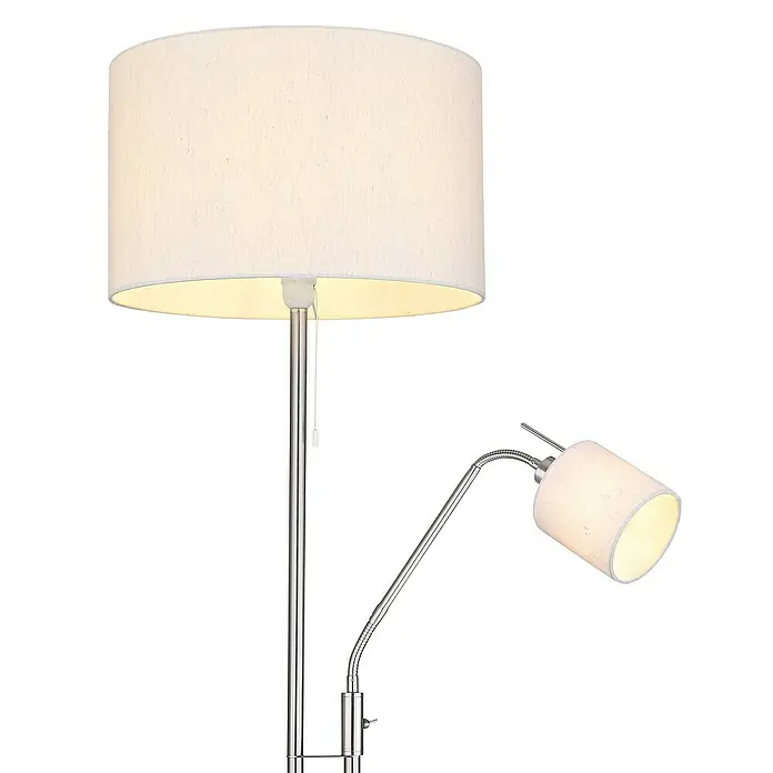 Globo Ava Stehleuchte AVA - 40 W, Ø x H: 400 mm x 33 cm, E27, 1 Stk. - Stehleuchte mit großem Lampenschirm und flexiblem Lesearm. Elegant und funktional für jeden Wohnraum.