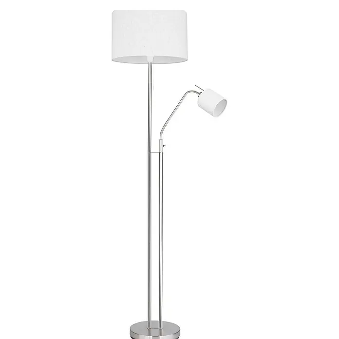 Globo Ava Stehleuchte AVA - 40 W, Ø x H: 400 mm x 33 cm, E27, 1 Stk. - Die Stehlampe mit Leselampe bietet angenehmes Licht. Das schlichte Design passt gut ins Wohnzimmer und sorgt für eine gemütliche Atmosphäre.