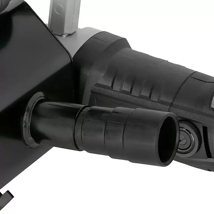 Fartools Lijadora multifunción eléctrica  REX 120D - 1.300 W - Puerto de extracción de polvo negro y cuerpo texturizado gris oscuro de una herramienta eléctrica.