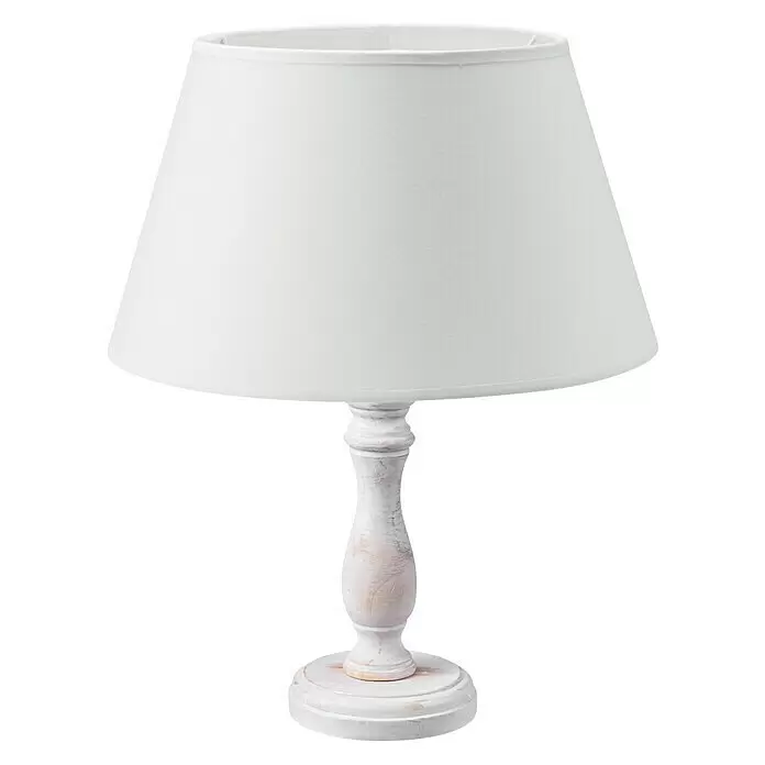 Tischleuchte Set Femme 27 Vintage White Largo - Vintage Weiß/Pure White, Stoff - Vorderansicht