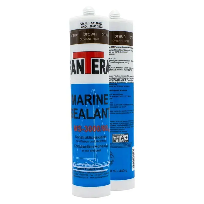 Pantera Konstruktionskleber MARINE SEALANT MS-3000/60 V2 - 290 ml, Braun - Abbildung eines blauen Pantera Marine Sealant MS-3000/60 Konstruktionsklebstoffs in brauner Farbe, ideal zum Kleben und Abdichten.