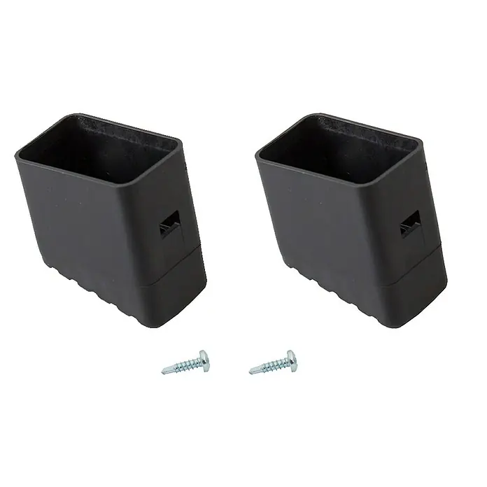 Krause Monto Fußkappen - L x B x H: 130 x 110 x 30 mm, Passend für: Holmgröße 33 x 20 mm - Zwei schwarze Kunststoffhalterungen und zwei Schrauben, ideal für die sichere Befestigung von Gegenständen.