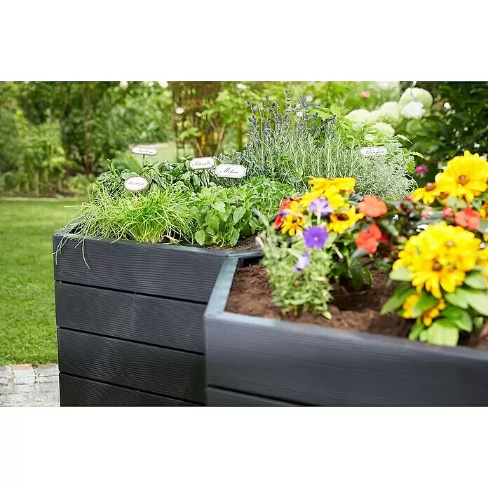 Garantia Hochbeet Ergo XL Wood - Ø x H: 145 x 25 cm, Kunststoff, Anthrazit/Braun - Stimmungsaufnahme