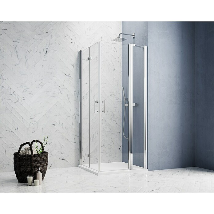 GEO Hit Pro Eckdusche B-PE420 (100 x 80 x 202,2 cm, Beschichtet, Chrom, Glasstärke: 6 mm) | BAUHAUS