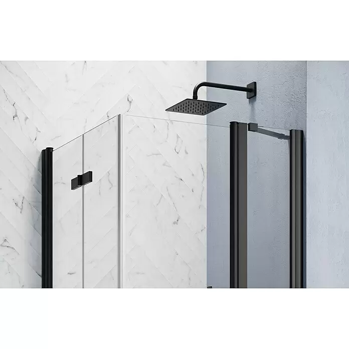 GEO Hit Pro Eckdusche B-PE420L x B x H: 100 x 90 x 202,2 cm, Beschichtet, Stärke: 6 mm, Schwarz