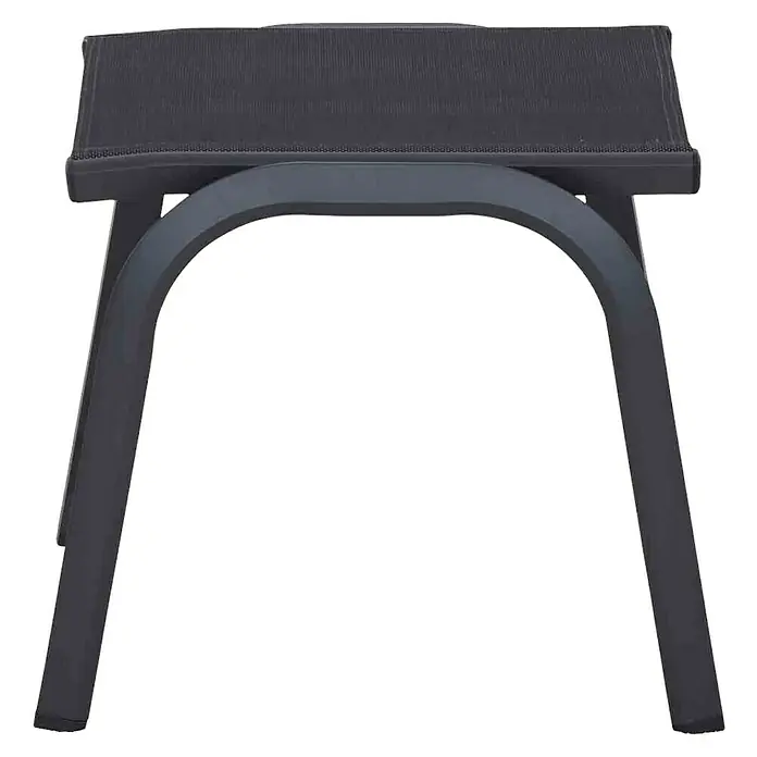 Siena Garden Tesoro GartenhockerAnthrazit, Ranotex®-Geflecht - Bild eines Hockers mit schwarzer Sitzfläche und dunklem Metallgestell. Der Hocker hat eine gebogene Rahmenkonstruktion.