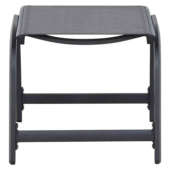 Siena Garden Tesoro Gartenhocker - Ranotex®-Geflecht, Anthrazit, B x T x H: 52 x 51 x 44 cm - Nahaufnahme eines grauen Hockers mit Stoffbezug und Metallgestell. Ideal für den Garten oder die Terrasse.