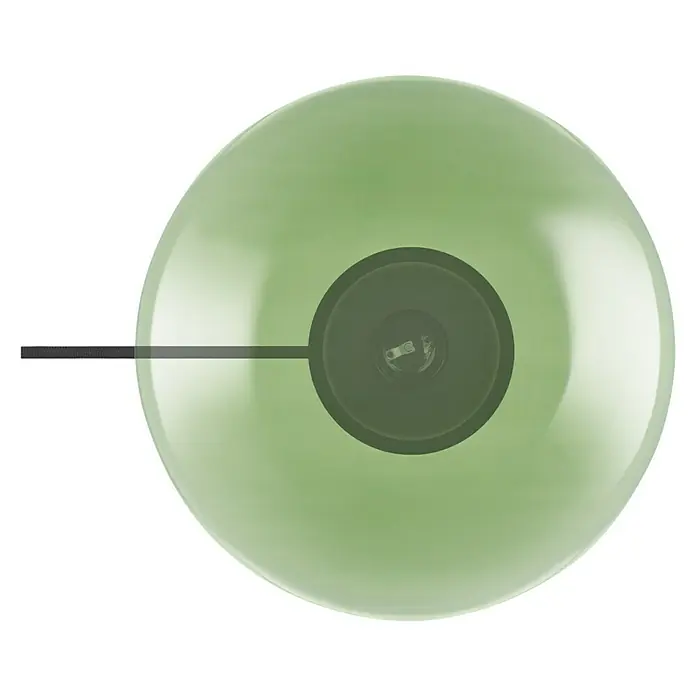 Ledvance Deko-Tischleuchte BUBBLE - L x B x H: 25 x 25 x 245 cm, Grün, E27 - Detailaufnahme einer eleganten, runden Seifenspender-Flasche in sanftem Grün mit einem schlanken, schwarzen Spenderkopf, ideal für moderne Badezimmer.