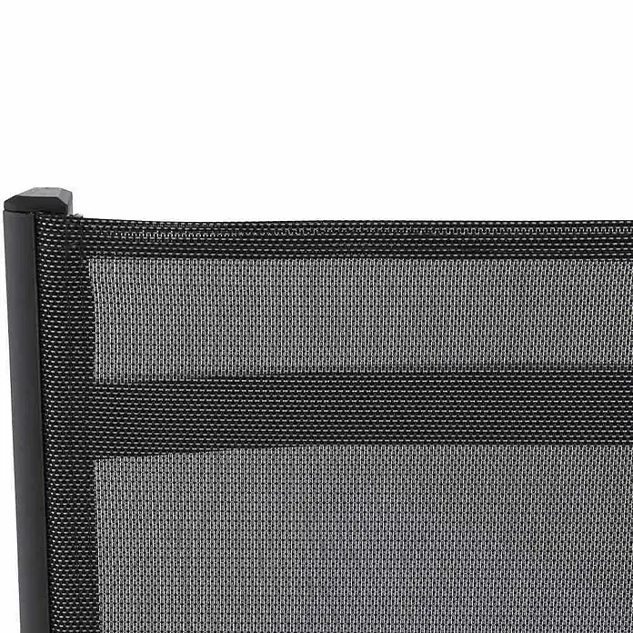 Siena Garden Tesoro Garten-Positionssessel - Ranotex®-Geflecht, Rückenlehne verstellbar, Anthrazit, B x T x H: 59 x 68 x 110 cm - Detailaufnahme eines modernen Outdoor-Stuhls mit grauem Textilbezug und schwarzem Rahmen, der Komfort und Stil vereint.