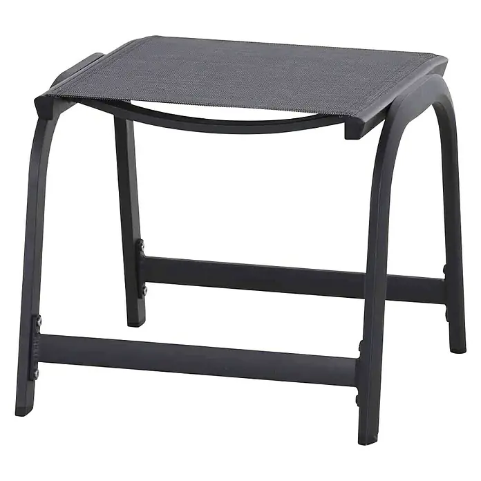 Siena Garden Tesoro GartenhockerAnthrazit, Ranotex®-Geflecht - Ein grauer Outdoor-Hocker mit einem robusten Textilsitz und einem stabilen Metallrahmen, ideal für den Garten oder die Terrasse.