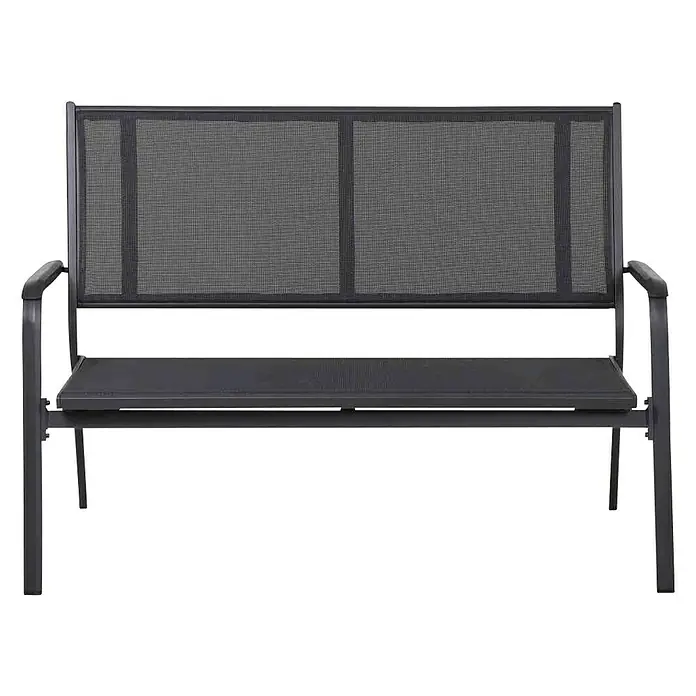 Siena Garden Tesoro Gartenbank - B x T x H: 138,5 x 67 x 97 cm, Anthrazit - Schwarze Metallbank mit Netzrückenlehne für den Außenbereich. Eine stilvolle und bequeme Sitzgelegenheit für Ihren Garten oder Ihre Terrasse.