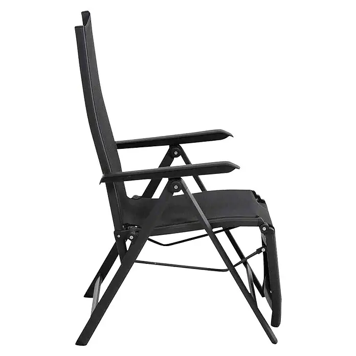 Siena Garden Tesoro Garten-Liegestuhl - Ranotex®-Geflecht, Rückenlehne verstellbar, Anthrazit, B x T x H: 59,5 x 72 x 111 cm - Dunkelgrauer, hochlehniger Relaxsessel für den Außenbereich, ideal zum Entspannen im Garten oder auf der Terrasse. Klappbar und leicht verstaubar.