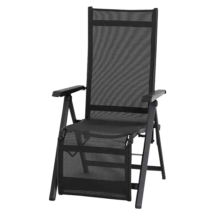 Siena Garden Tesoro Garten-Liegestuhl - Ranotex®-Geflecht, Rückenlehne verstellbar, Anthrazit, B x T x H: 59,5 x 72 x 111 cm - Der stilvolle, verstellbare, schwarze Relaxsessel bietet Komfort und Entspannung im Innen- und Außenbereich.
