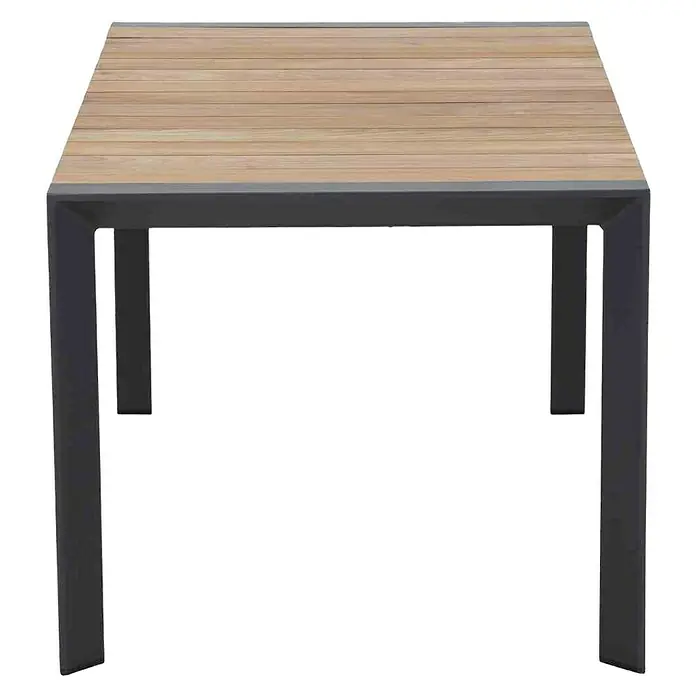 Siena Garden Gartentisch LondraL x B x H: 140 x 80 x 67 cm, Teak, Aluminium, Braun/Anthrazit - Quadratischer Gartentisch mit einer Tischplatte aus Holz und einem dunklen Metallrahmen. Der Tisch ist für den Außenbereich konzipiert.