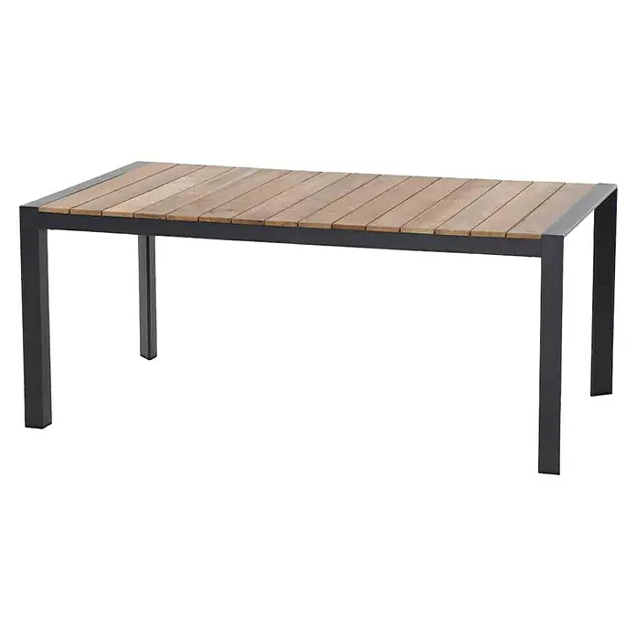 Siena Garden Gartentisch LondraL x B x H: 160 x 90 x 67 cm, Teak, Aluminium, Braun/Anthrazit - Rechteckiger Gartentisch mit Holzlattenplatte und dunklem Metallgestell. Robust und stilvoll für den Außenbereich.