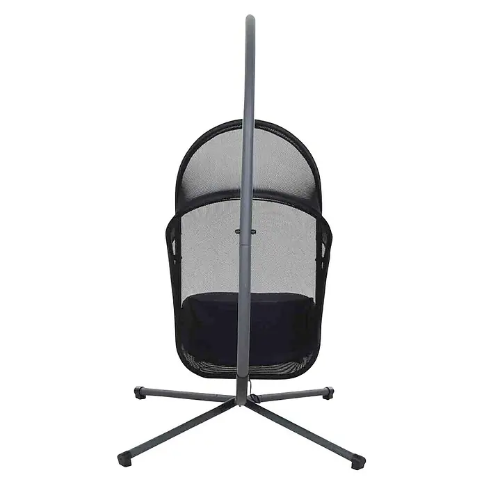 Siena Garden Hängesessel Yobaya - L x B x H: 123 x 106 x 195 cm, Anthrazit/Schwarz - Netzstuhl mit grauem Rahmen und Kissen. Der Stuhl hat ein modernes Design und bietet Komfort.