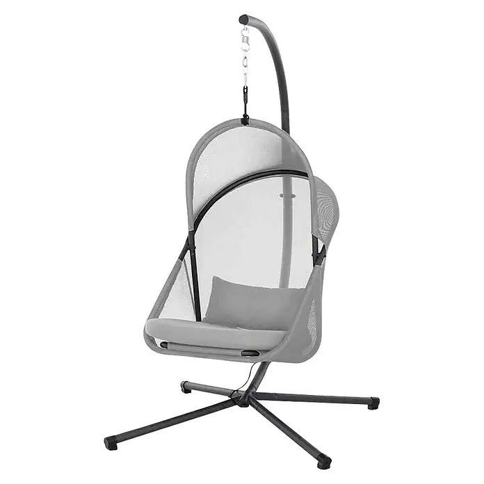 Siena Garden Hängesessel Yobaya - L x B x H: 123 x 106 x 195 cm, Anthrazit/Grau - Dieser Hängesessel mit Ständer lädt zum Entspannen ein. Das moderne Design und die bequeme Polsterung machen ihn zum Hingucker im Garten.