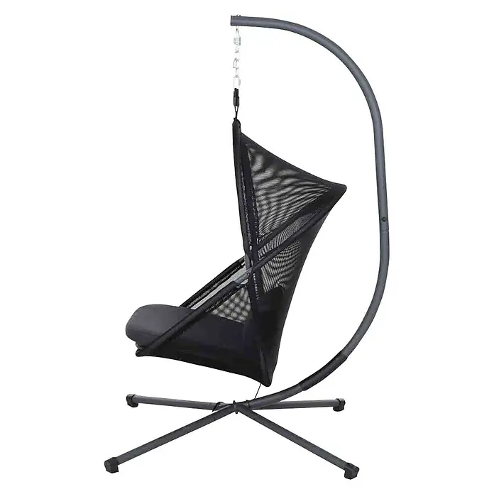 Siena Garden Hängesessel Yobaya - L x B x H: 123 x 106 x 195 cm, Anthrazit/Schwarz - Ein schwebender Sessel mit Netzbezug und einem stabilen Metallrahmen für entspanntes Sitzen im Garten oder auf der Terrasse.
