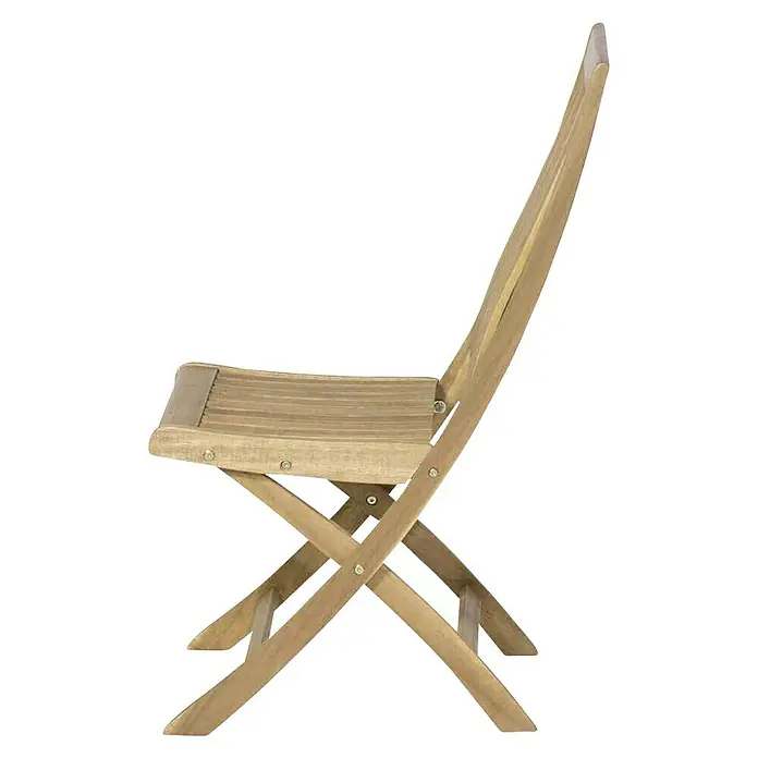 Siena Garden Gartenstuhl Paleros - Akazie, Klappbar, Naturbraun, B x T x H: 44,5 x 65 x 97 cm - Holzklappstuhl mit gebogener Rückenlehne und Lamellensitzfläche, ideal für den Garten oder die Terrasse. Praktisch und platzsparend.